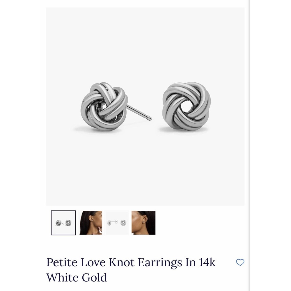 Blue Nile Petite Love Knot Earrings 14K White Gold‎ Classic Quiet Luxury 1.34g - Picture 5 of 5